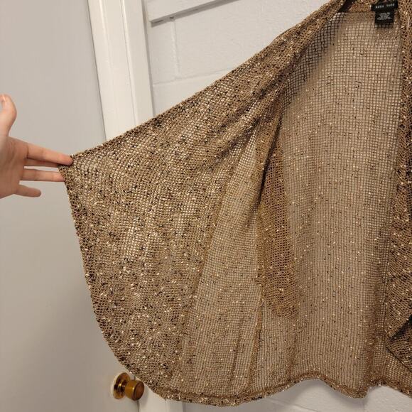 Katie Todd Lagenlook Fishnet Jacket Cardigan Open Front Earthtone Medium 389 - Picture 6 of 11